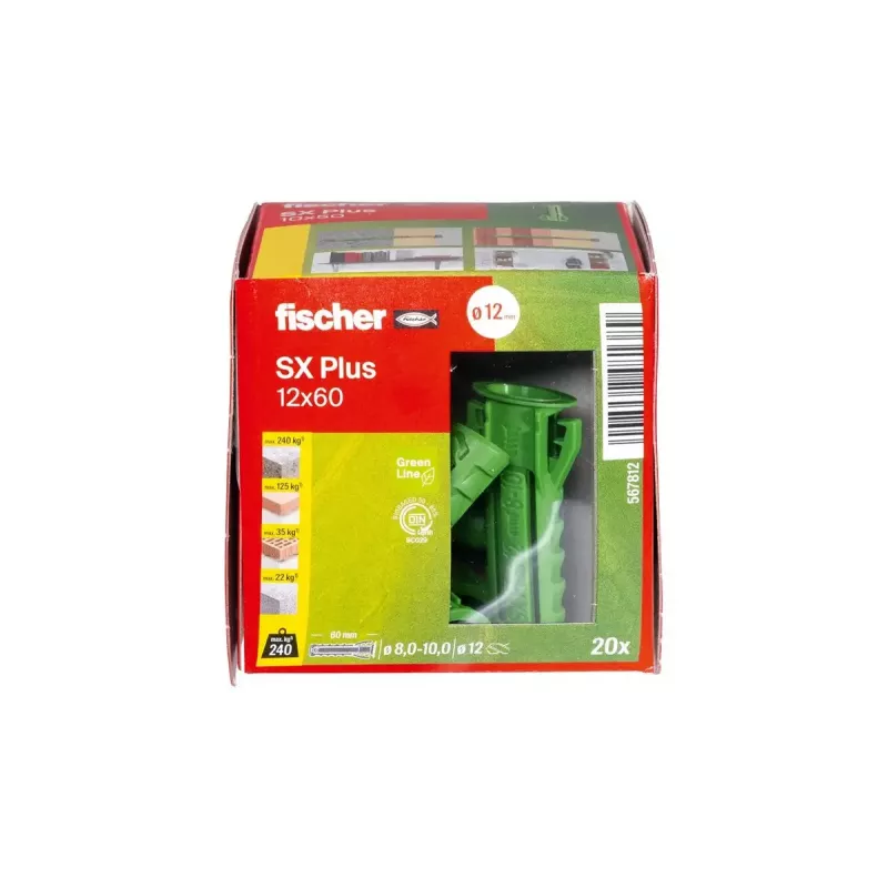 Fischer 567812 izplešanās enkurs 60 mm Zaļš 20 gab.