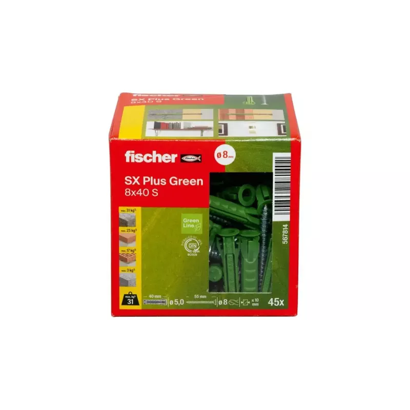 Skrūvju un dībeļu komplekts Fischer 567814 45 gab. 8 mm diametrs 40 mm garums
