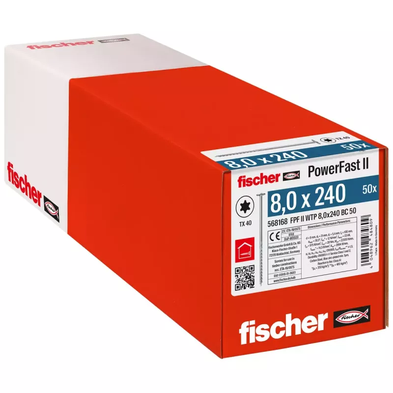 Skrūve Fischer PowerFast II 8,0x240 TK TX TG blvz 50