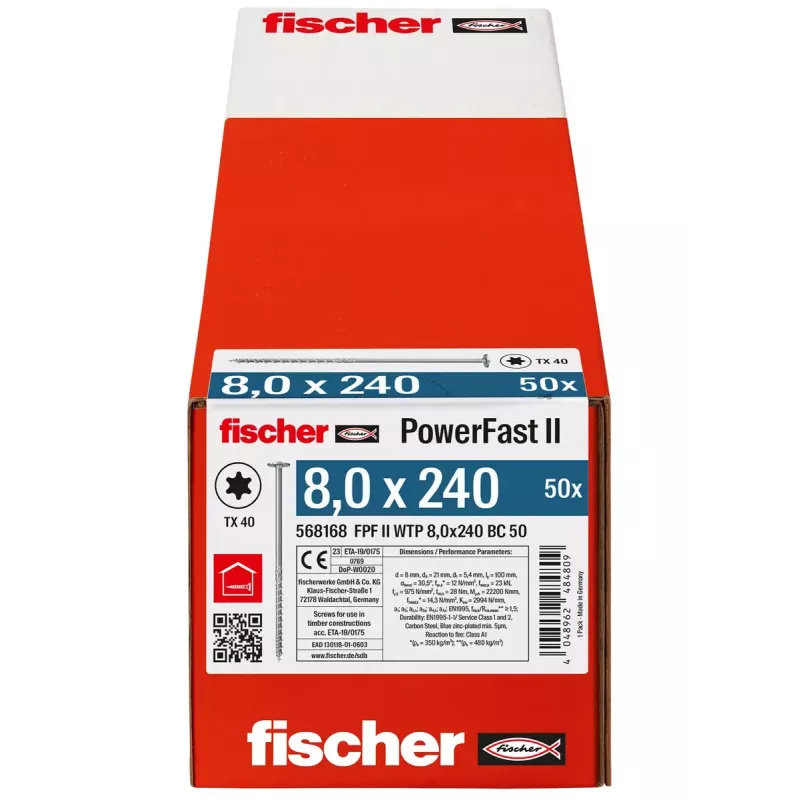 Skrūve Fischer PowerFast II 8,0x240 TK TX TG blvz 50