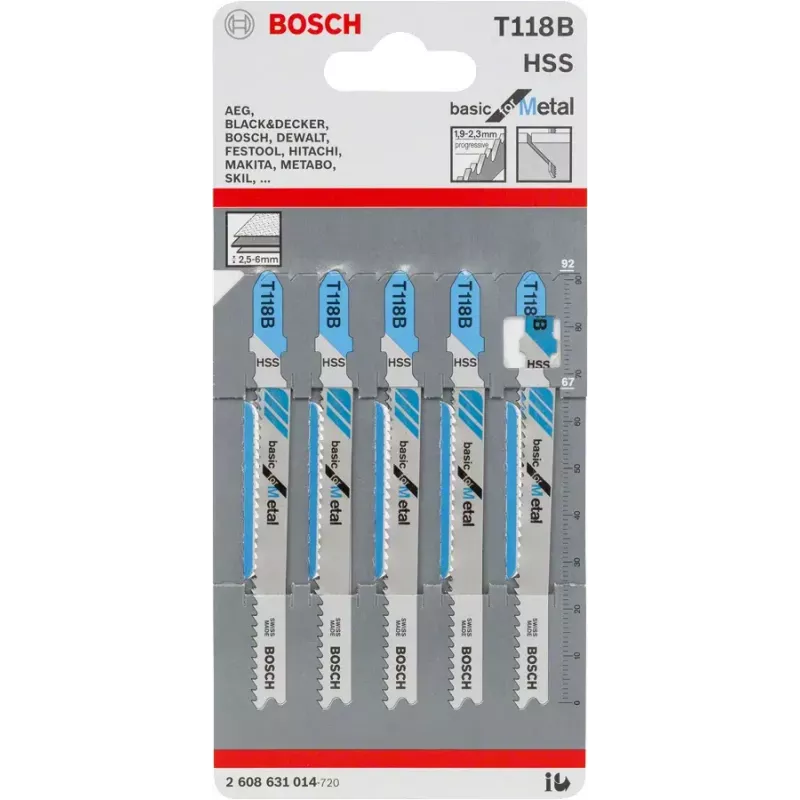 Finierzāģa asmens Bosch T 118 B Ātrgriezējtērauds HSS 5 gab.