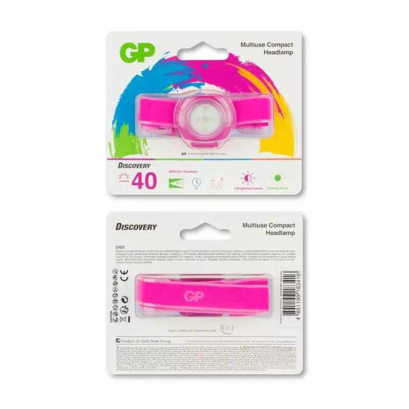 Galvas lukturītis GP baterijas CH31002 Rozā