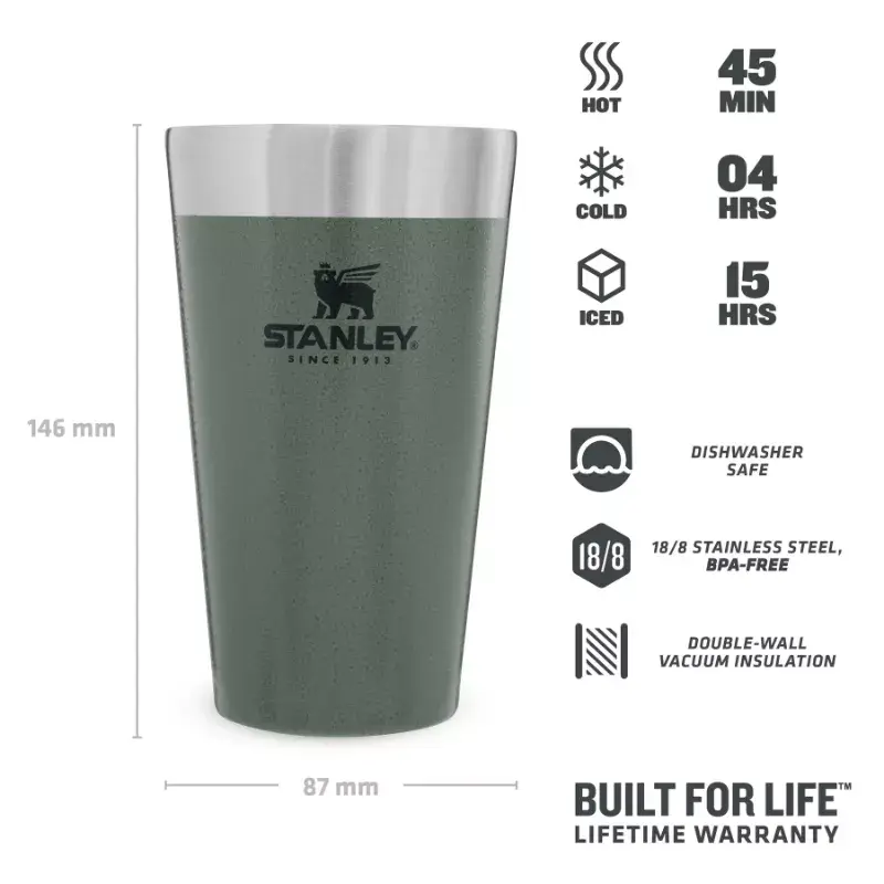 Termiskais krūzīte STANLEY Stacking Tumbler 0,47 L zaļa