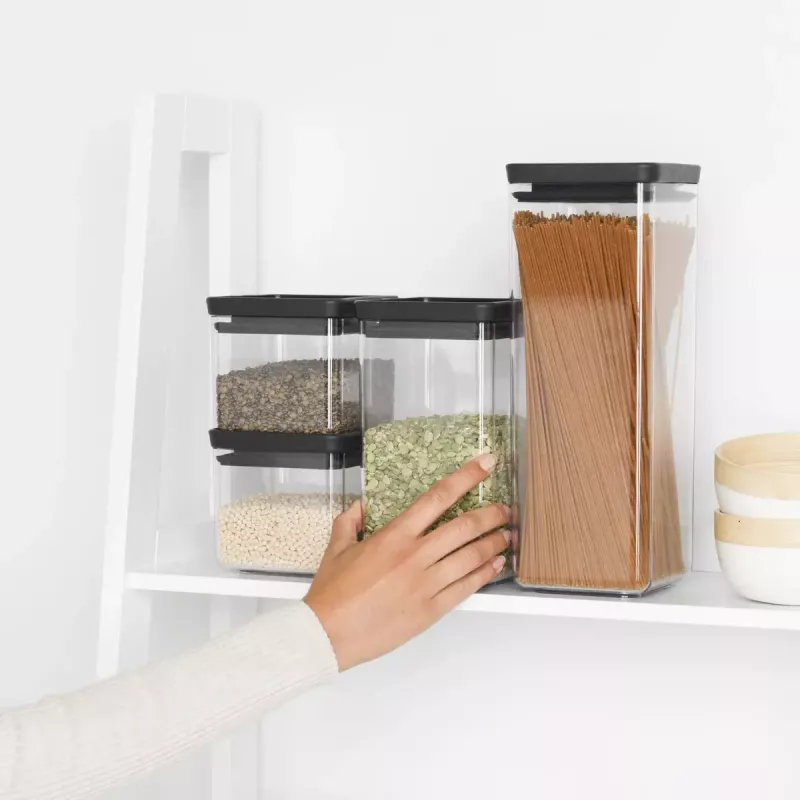 Kvadrātveida plastmasas burka Brabantia Tasty+