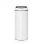 Brabantia Touch Bin 30L apaļa plastmasas tvertne ar nerūsējošā tērauda elementiem, balta