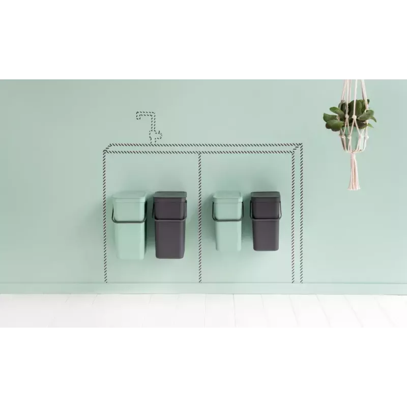 Brabantia Sort & Go Rectangular Plastic zaļš pelēks platums 520 mm dziļums 370 mm augstums 430 mm
