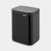 Atkritumu tvertne Brabantia Bo 4 L, taisnstūrveida, tērauda korpuss, melna, 200 × 172 × 272 mm