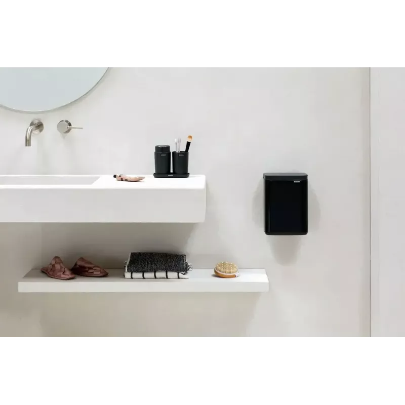 Atkritumu tvertne Brabantia Bo 4 L, taisnstūrveida, tērauda korpuss, melna, 200 × 172 × 272 mm