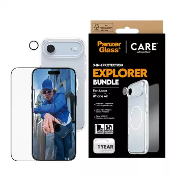 Aizsardzības komplekts PanzerGlass 3-in-1 Explorer Set CR66372 iPhone 17 Air (rūdītais stikls, kameras aizsargs, tīrīšanas rīki)