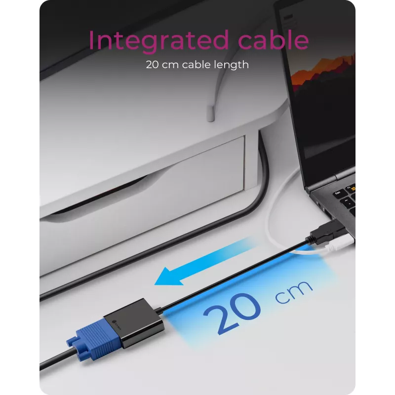 HDMI–VGA adapteris icybox IB-AC502a — HDMI A (vīrišķais) uz VGA (sieviešu) adapteris