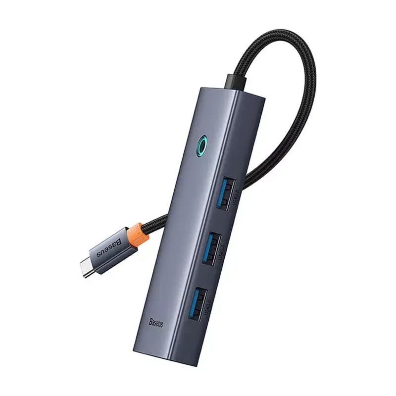Baseus 4in1 Hub UltraJoy USB-C uz USB 3.0 pelēks sadalītājs
