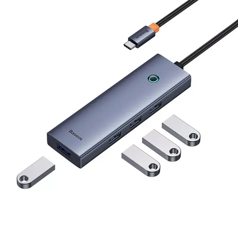 Baseus 4in1 Hub UltraJoy USB-C uz USB 3.0 pelēks sadalītājs