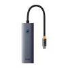 Baseus 4in1 Hub UltraJoy USB-C uz USB 3.0 pelēks sadalītājs