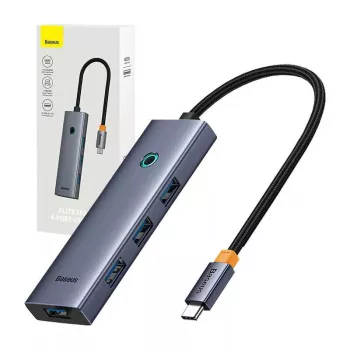 Baseus 4in1 Hub UltraJoy USB-C uz USB 3.0 pelēks sadalītājs