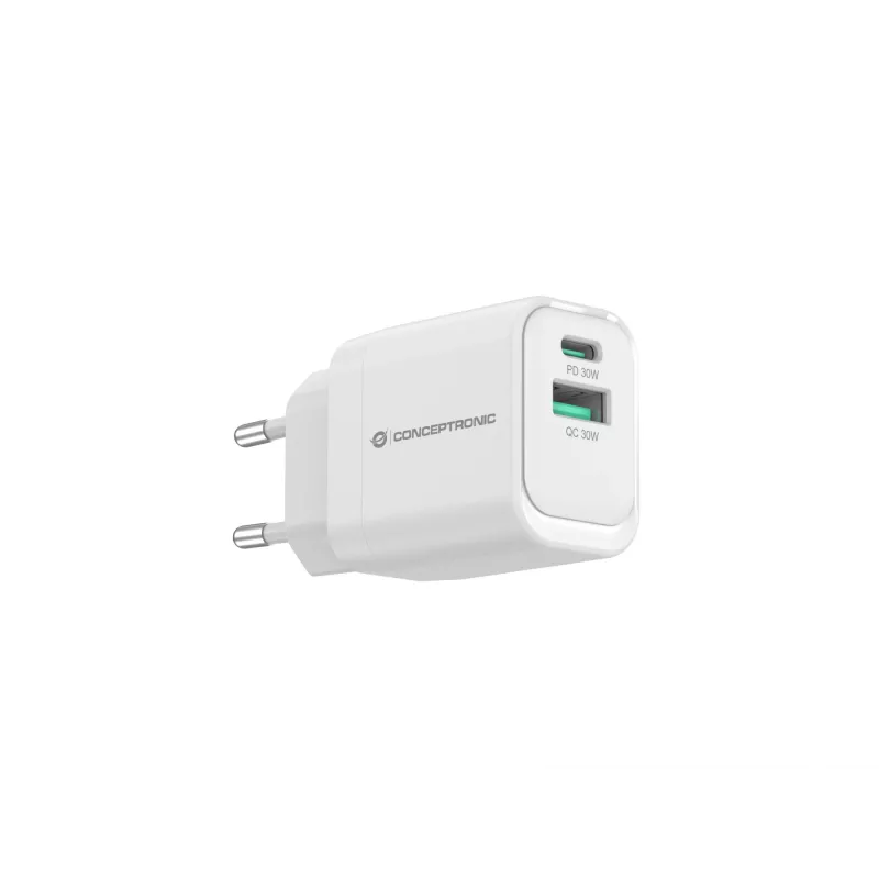 Conceptronic ALTHEA19W33 2-portu 33W GaN USB PD lādētājs, USB-C x 1, USB-A x 1, QC 3.0, PPS, PD 3.0