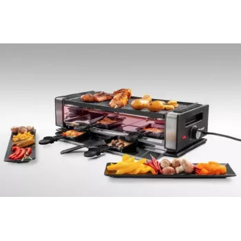 Raclette grils Unold Delice Basic 1200 W 8 personām Melns Nerūsējošais tērauds