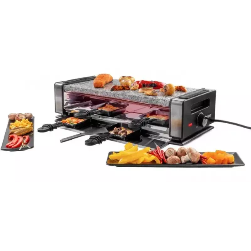 Raclette grils Unold Delice Basic 1200 W 8 personām Melns Nerūsējošais tērauds
