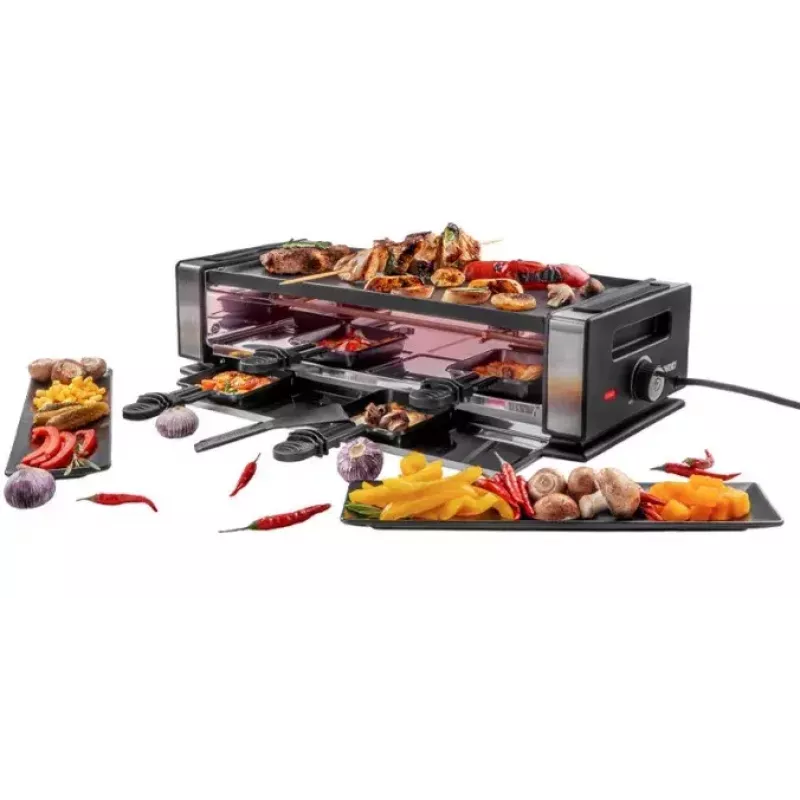 Raclette grils Unold Delice Basic 1200 W 8 personām Melns Nerūsējošais tērauds