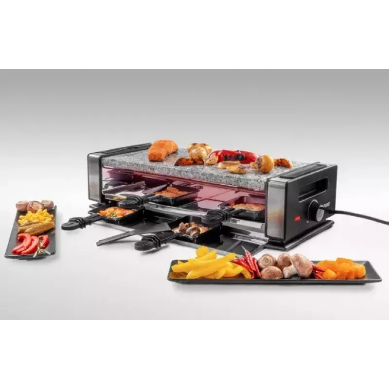 Raclette grils Unold Delice Basic 1200 W 8 personām Melns Nerūsējošais tērauds