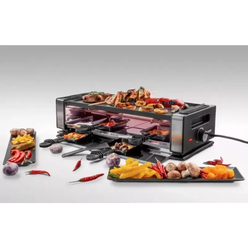 Raclette grils Unold Delice Basic 1200 W 8 personām Melns Nerūsējošais tērauds