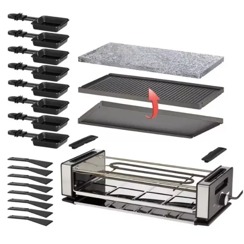 Raclette grils Unold Delice Basic 1200 W 8 personām Melns Nerūsējošais tērauds