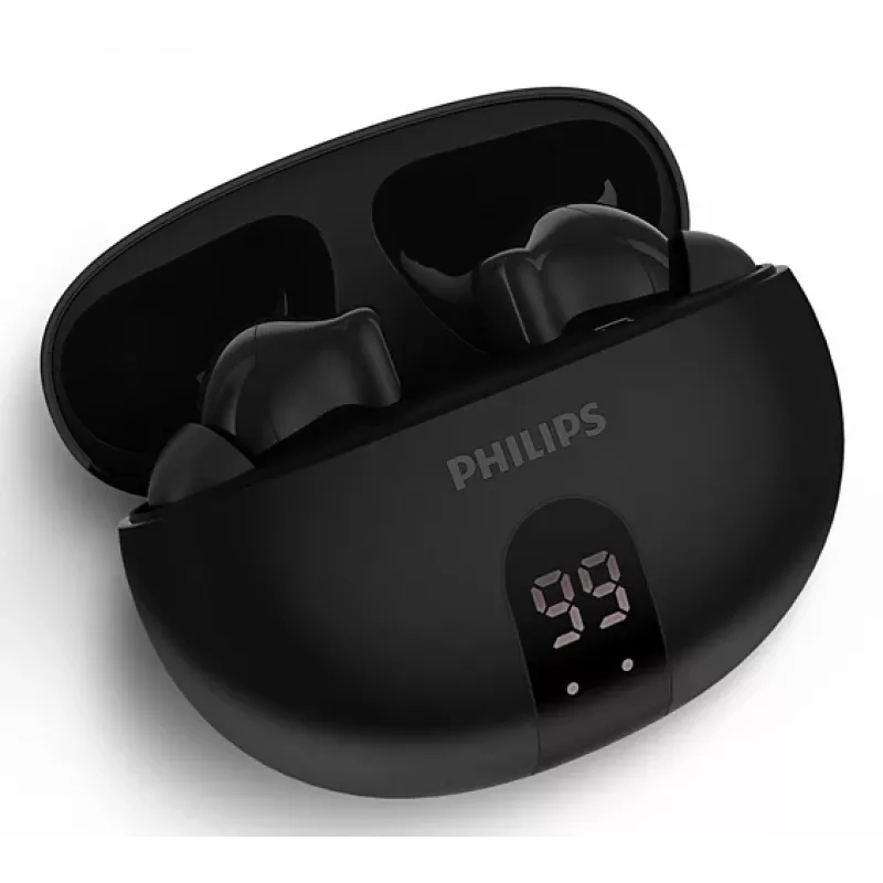 Bezvadu iekšējo austiņu komplekts Philips TAT2520BK/00 — Bluetooth, 20–20000 Hz, 10 m diapazons, 40 g, melns