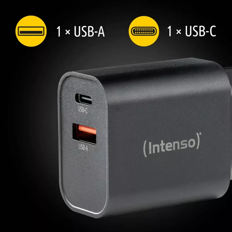 Strāvas adapteris Intenso W30AC 30 W USB-A USB-C Melns