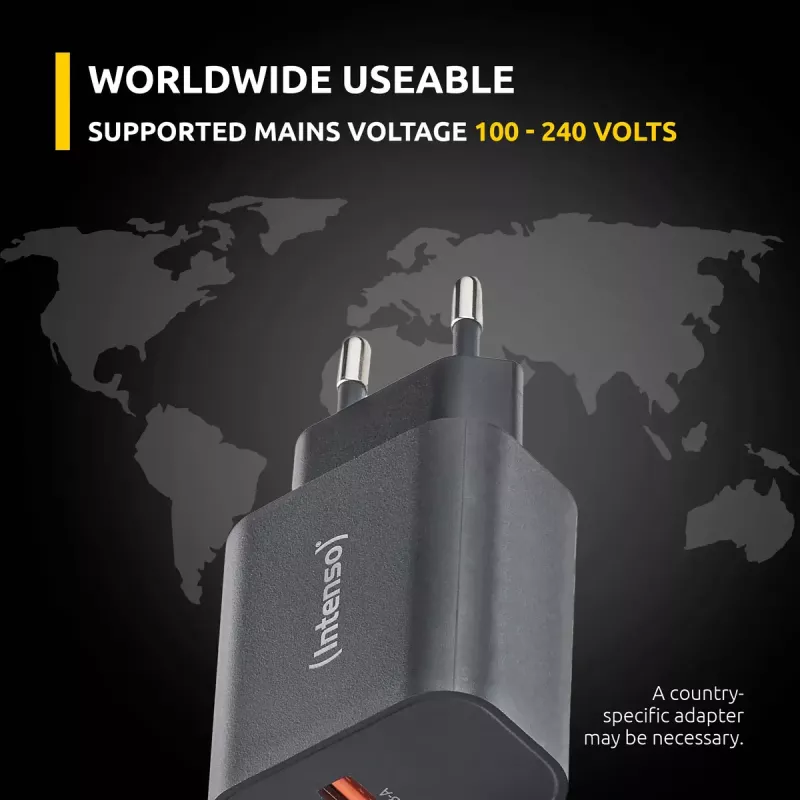 Strāvas adapteris Intenso W30AC 30 W USB-A USB-C Melns