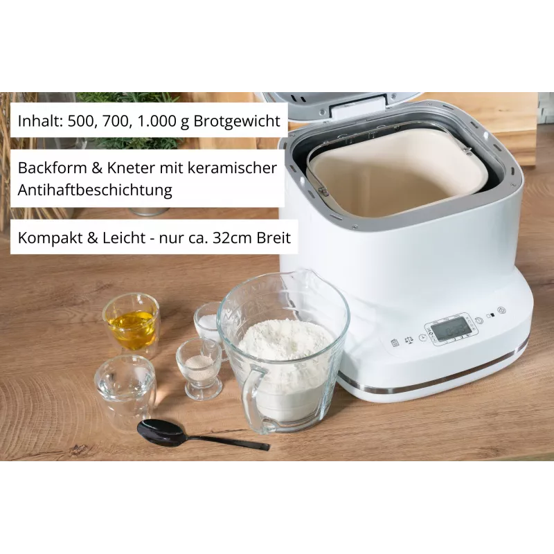 Maizes cepšanas automāts Unold Esge Backmeister Bernd 68120 — 550 W, maks. klaips 1 kg, balts, plastmasas korpuss