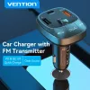 Auto lādētājs Vention 3 portu USB (USB-C + 2× USB-A) 30W/18W/5W melns