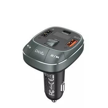 Auto lādētājs Vention 3 portu USB (USB-C + 2× USB-A) 30W/18W/5W melns