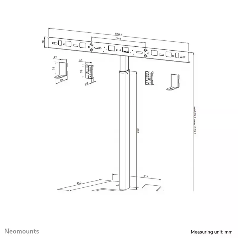 Neomounts AV80-500BL Videobar grīdas statīvs - VESA - max 10 kg - universāls