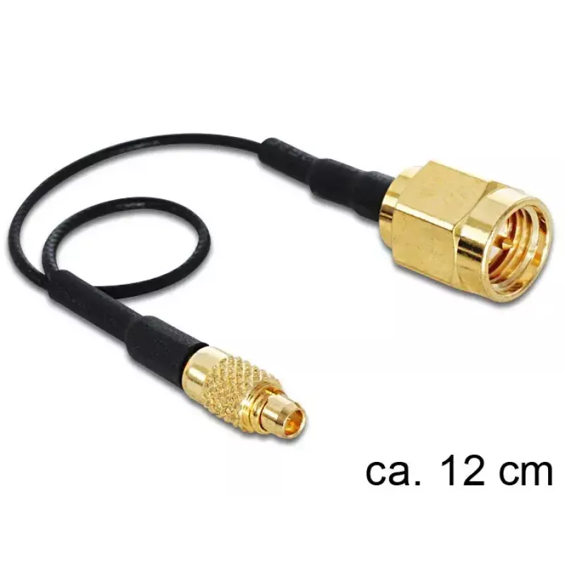 Koaksiālais kabelis DeLOCK 88471 0,12 m MMCX SMA Zelts Melns