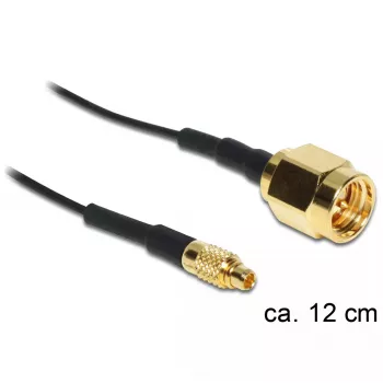 Koaksiālais kabelis DeLOCK 88471 0,12 m MMCX SMA Zelts Melns