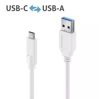 USB kabelis PureLink IS2610-010 USB 3.2 Gen 2 1m USB C USB A Balts
