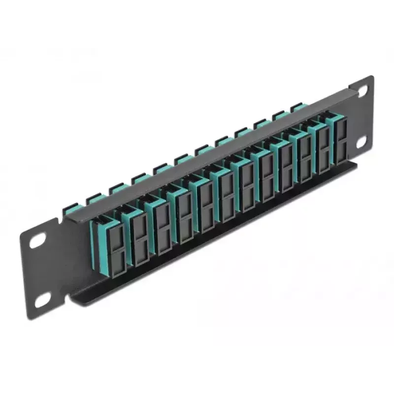 Optiskās šķiedras ielāpu panelis DeLOCK 10 collu 12 Port SC Duplex aqua 1U melns