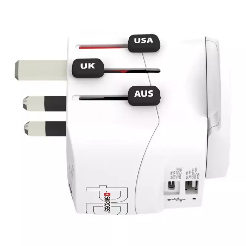 Power Plug Adapter Skross 61663 Universal balta 100-250V 2.4A USB
