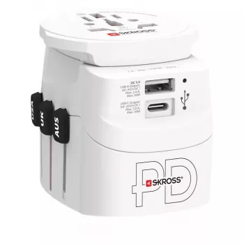 Power Plug Adapter Skross 61663 Universal balta 100-250V 2.4A USB