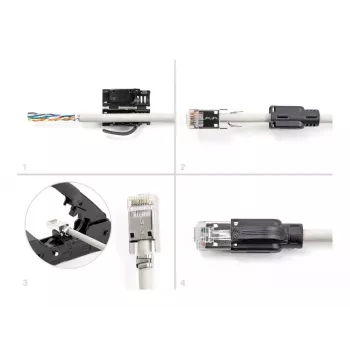 DeLOCK RJ45 modulars kontaktdakša Cat.6A 25 gab. komplekts ar stiepes aizsardzību un robustu lieces aizsardzību