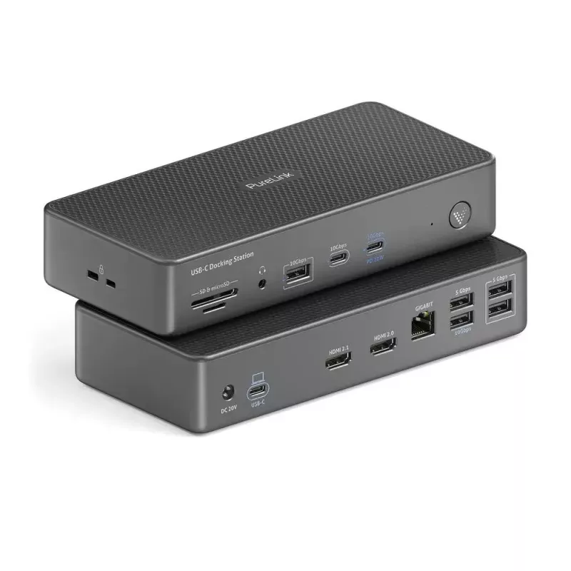 Klēpjdatora dokstacija PureLink VL-D200 vadu pelēka USB strāvas piegāde HDMI 2.0
