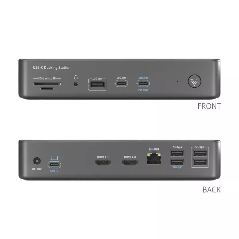 Klēpjdatora dokstacija PureLink VL-D200 vadu pelēka USB strāvas piegāde HDMI 2.0