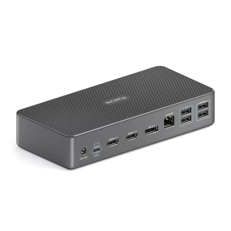 Klēpjdatora dokstacija PureLink VL-D220 vadu USB 3.2 Gen 2 Type-C pelēka