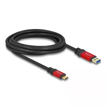 USB kabelis DeLOCK 80619 Type-A uz Type-C 10 Gbps 3 m sarkans metāls