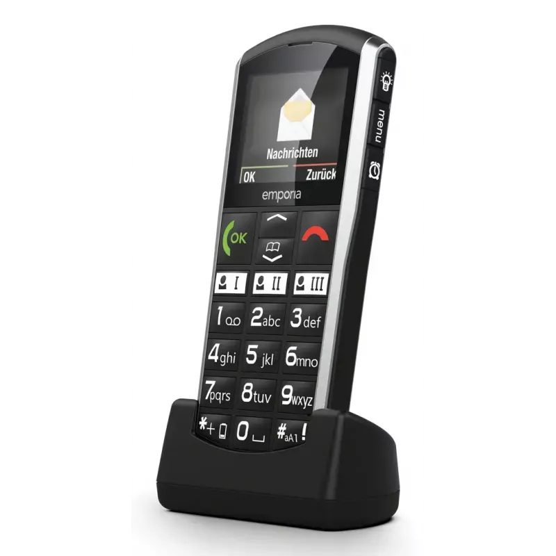 Viedtālrunis Emporia SIMPLICITY-LTE 5,08 cm (2 collas) 1200 mAh Melns, Sudraba