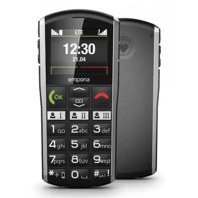 Viedtālrunis Emporia SIMPLICITY-LTE 5,08 cm (2 collas) 1200 mAh Melns, Sudraba