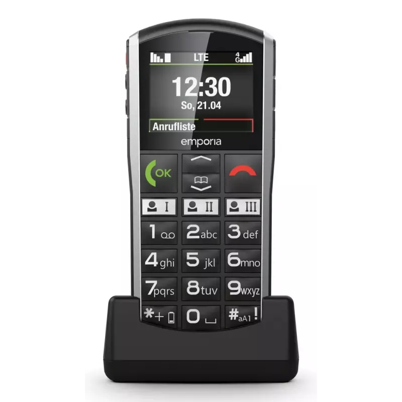 Viedtālrunis Emporia SIMPLICITY-LTE 5,08 cm (2 collas) 1200 mAh Melns, Sudraba
