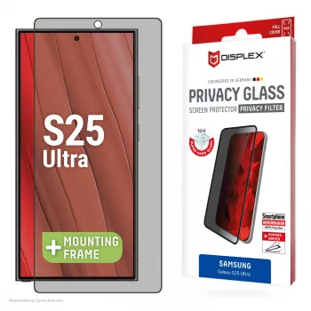 Displex Privātuma ekrāna aizsargs (10H) Samsung Galaxy S25 Ultra, Eco montāžas rāmis, privātuma filtrs