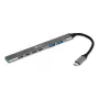 USB-C Hub 7-in-1 BakkerElkhuizen BNECHUB3A4C — 7 porti (USB 3.2 Gen1 A, USB 3.2 Gen1 C, USB 2.0), alumīnija korpuss, pelēks/melns