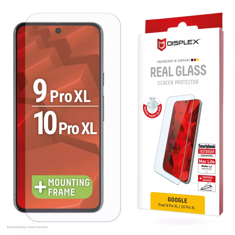 Displex ekrāna aizsargs (10H) Google Pixel 9 Pro XL, Pixel 10 Pro XL, Eco montāžas rāmis, izturīgs pret skrāpējumiem