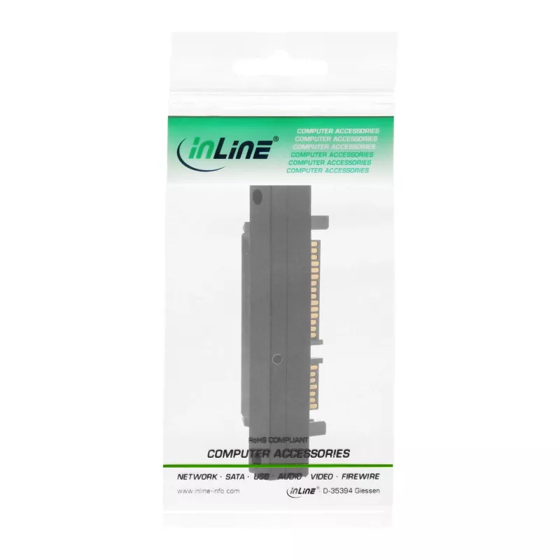 InLine SATA adapteris, vīrišķais/sievišķais, 22 kontaktu (15+7) uz leju leņķots